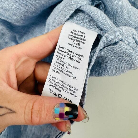 J Crew Blue Short Sleeve Button Up Slim For Men’s Size M - Picture 5 of 7